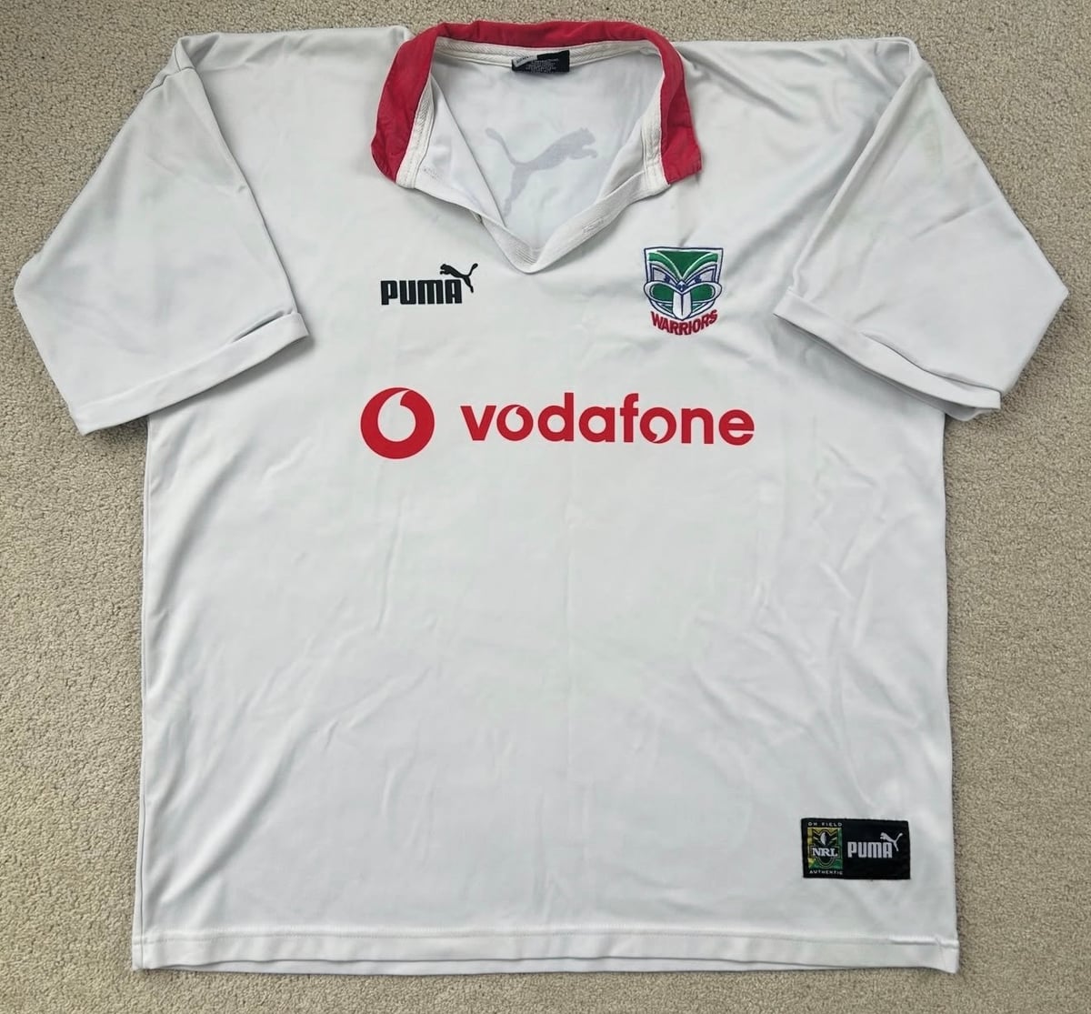 2001 New Zealand Warriors Training White (old logo) Jersey — full view